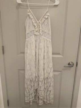 Cupshe White Lace Boho Maxi Dress